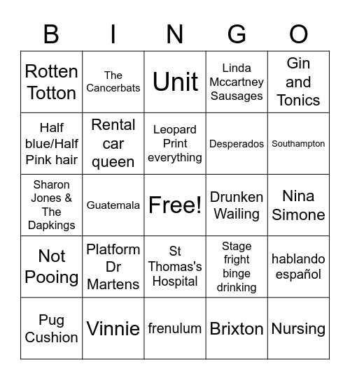 MEGAN'S BIRTHDAY BINGO Card