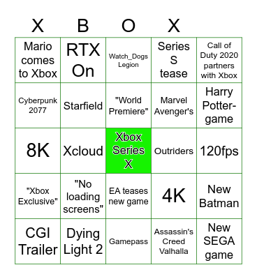 Xbox Inside May 7th Bingo Card
