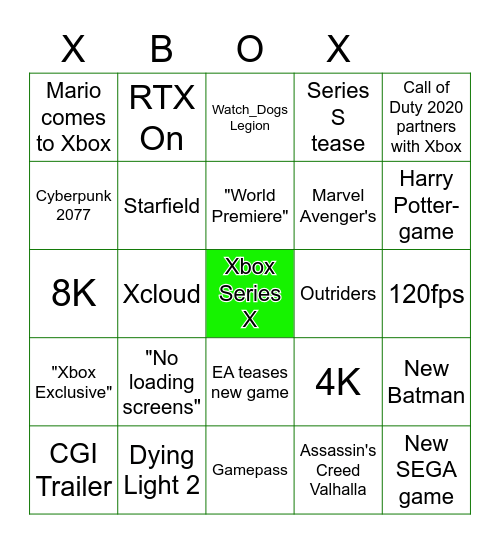 Xbox Inside May 7th Bingo Card