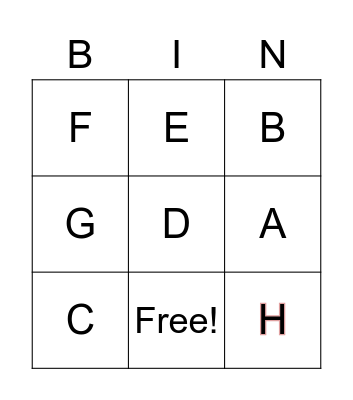 Alphabet Bingo Card