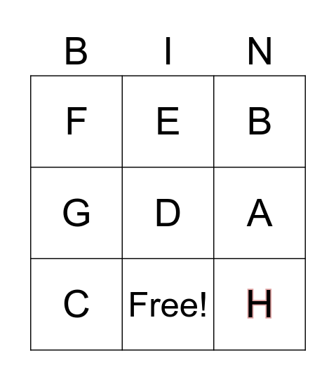 Alphabet Bingo Card