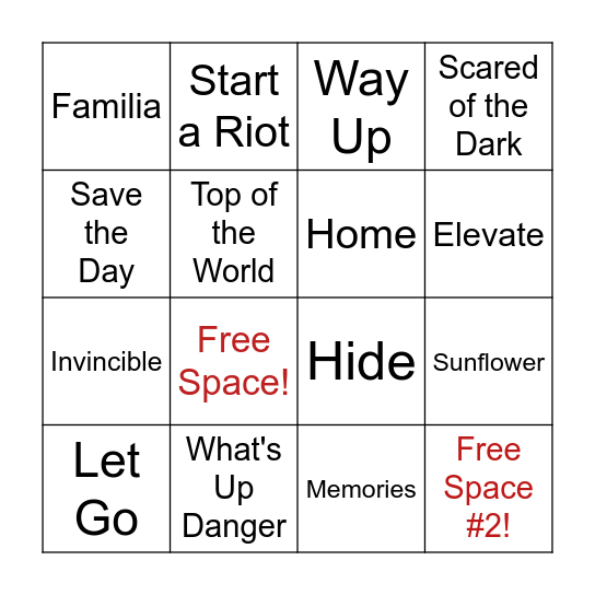 Into the Spiderverse Bingo Card