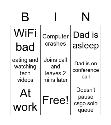 Jake Bingo Card