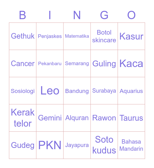 Untitled Bingo Card