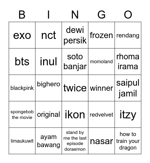 PUNYA MICEL!! Bingo Card