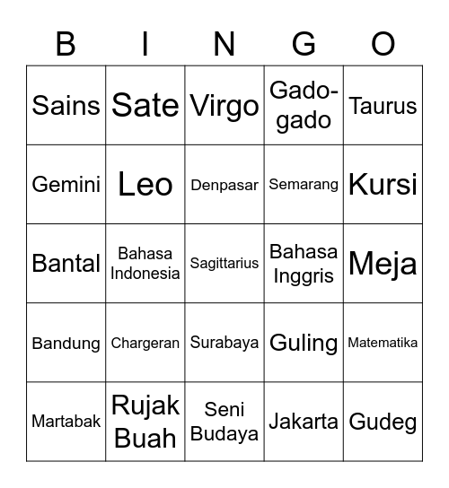 Bingonya Adimas Bingo Card