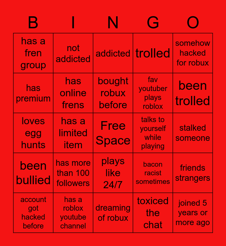 Roblox Bingo Card - how to hack someone roblox account it actually work 100