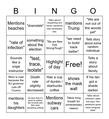 Cuomo Bingo Card