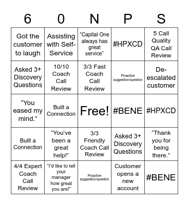 HPX NPS Bingo Card