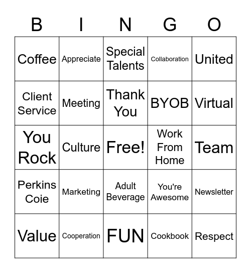 Marketing United 2020 Bingo Card