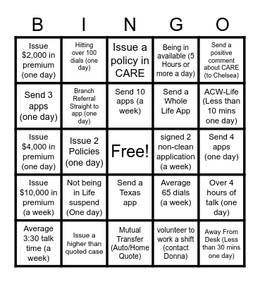 POP Bingo Card