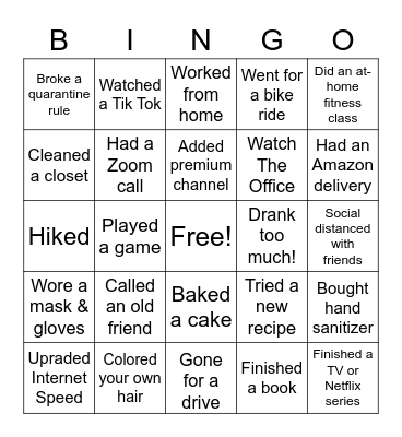 QUARANTINE BINGO Card