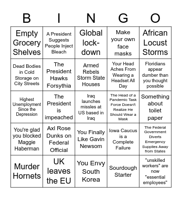 2020 Bingo Card