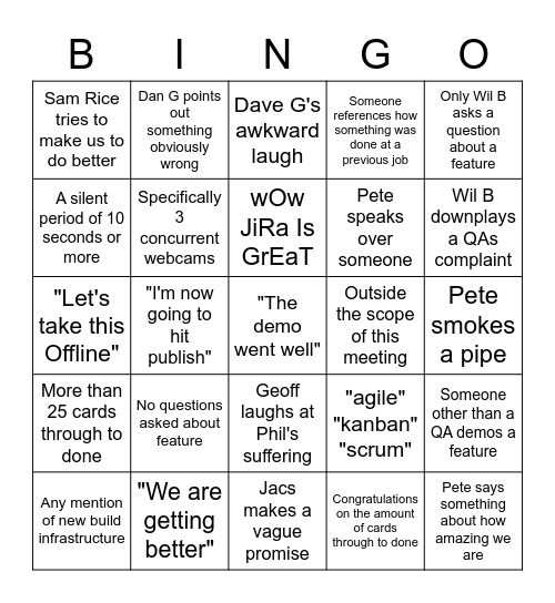 Demo/Retro Bingo Card