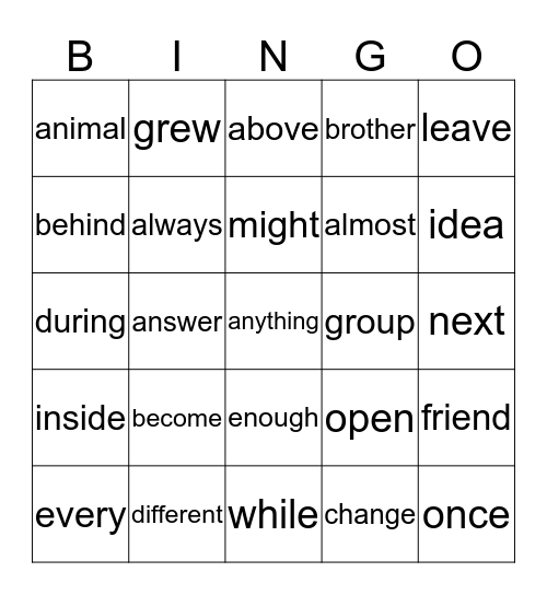 Sight Word Bingo Grade 2 List 3 Bingo Card