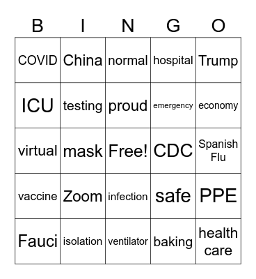 Pandemic Bingo Card