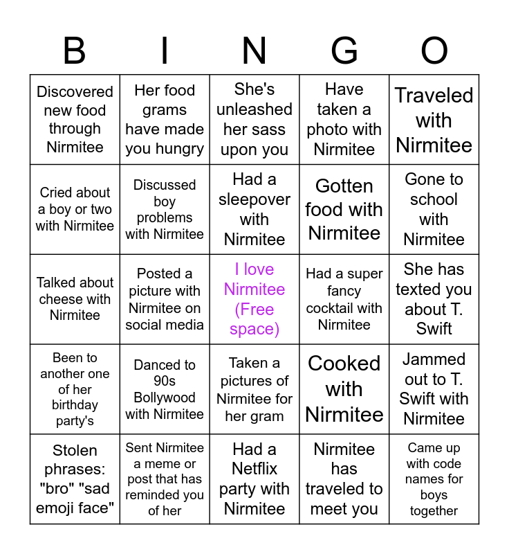 Similar to Sami and Izzis Birthday Party Bingo Cards - WordMint