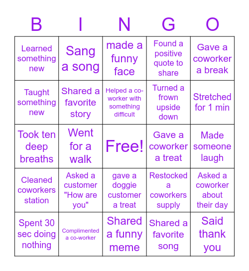 Positivity Bingo Card
