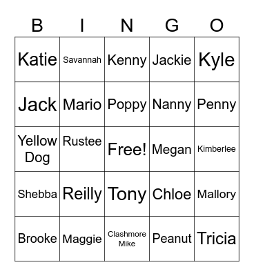 Family Bingo Card