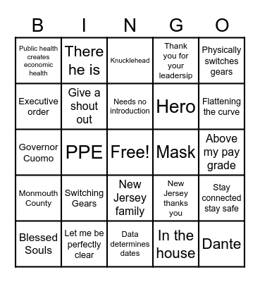 Phil Murphy Bingo Card