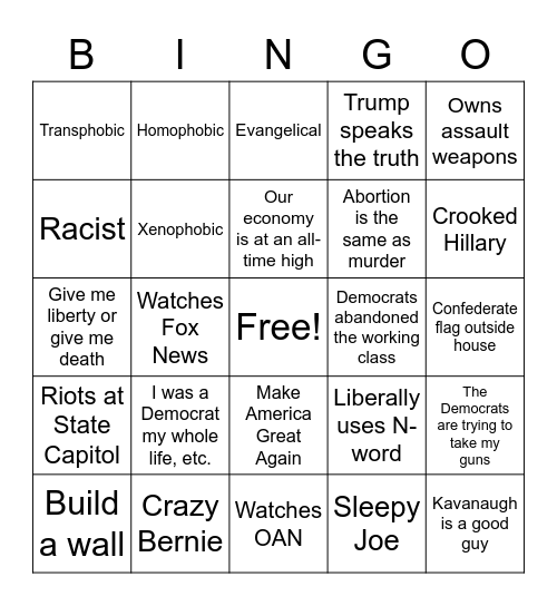 MAGA Bingo Card