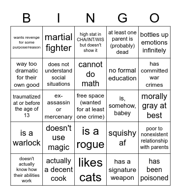 tenuem alam bingo Card