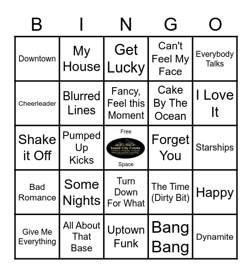 Sound City Events Music Bingo - Top 40 of "2000" Bingo Card