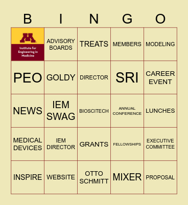 IEM BINGO GAME 001 Bingo Card