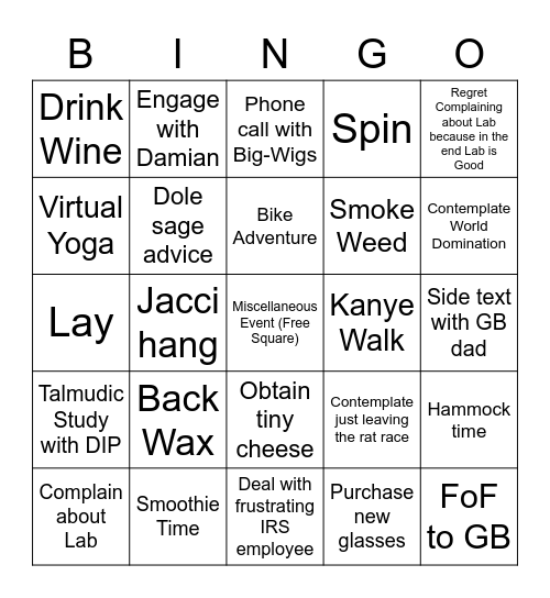 Prywes Bingo Card