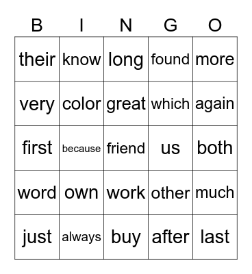 1B BINGO Card