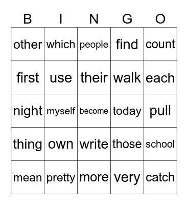 1B BINGO Card