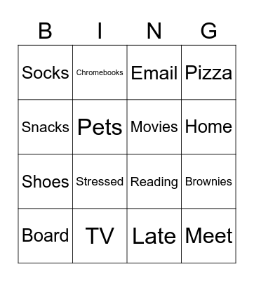 Shelter In Place BINGO Card