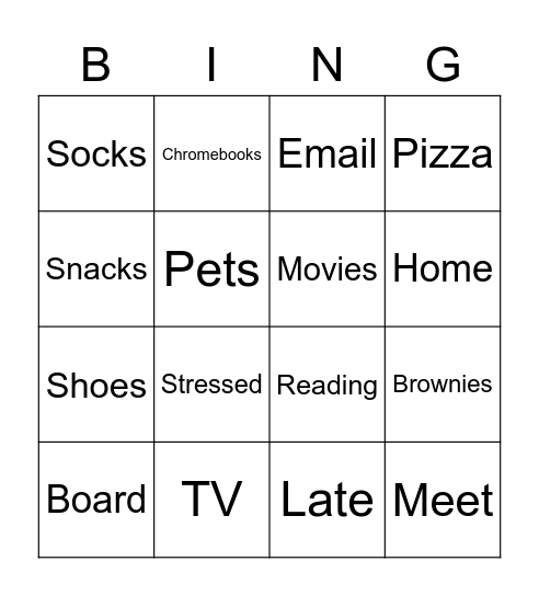 Shelter In Place BINGO Card