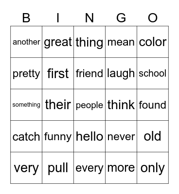 1B BINGO Card