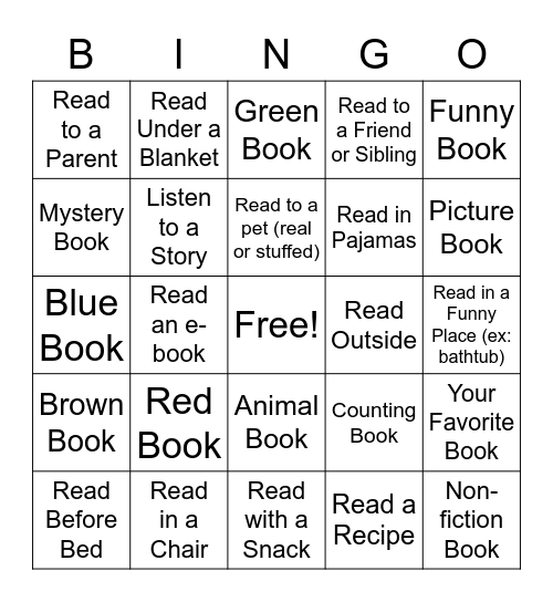 Reading is Fun! Bingo Card