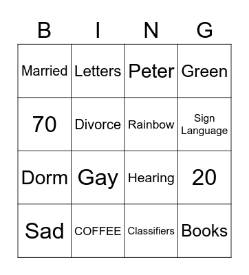 ASL BINGO Card