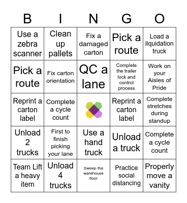 Wayfair Warehouse BINGO Card