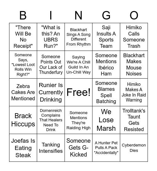Imperium's Blackout Bingo Card