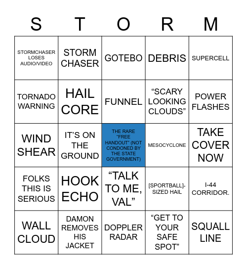 SEVERE WEATHER BINGO Card