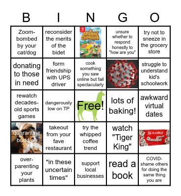 Klarquist Quarantine Bingo Card