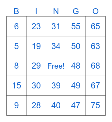 Bingo fun Bingo Card