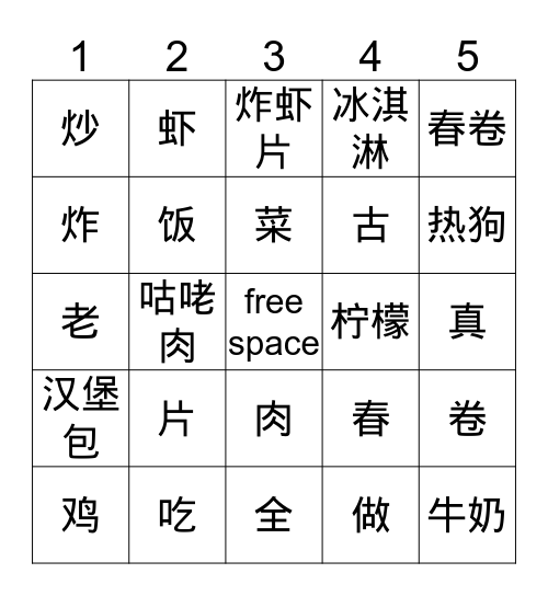 11.2 characters Bingo Card