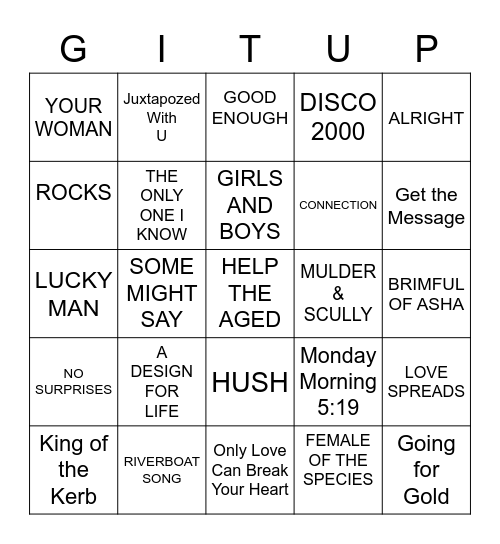 BRIT POP BINGO YEAH? Bingo Card