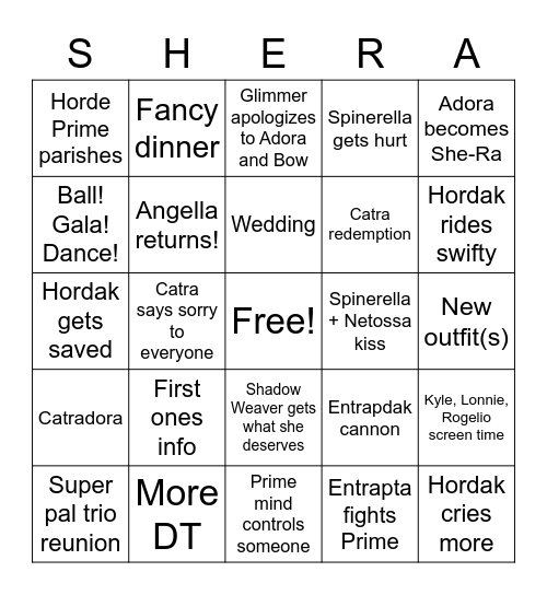She-Ra Season Five! Bingo Card