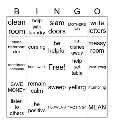 helpful vs unhelpful Bingo Card