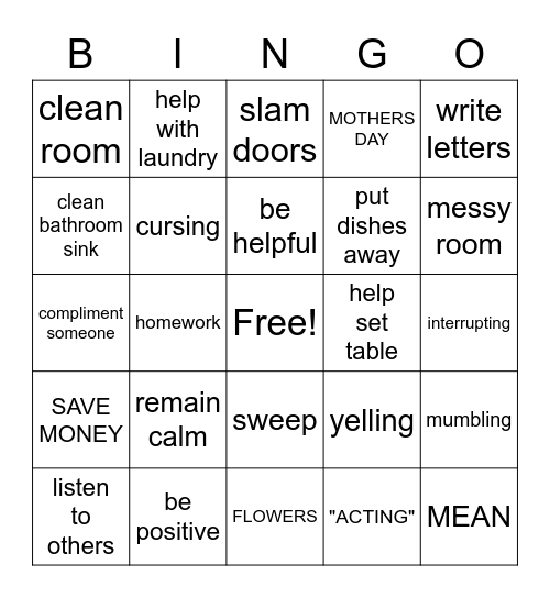 helpful vs unhelpful Bingo Card