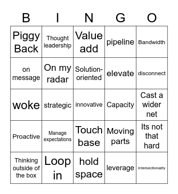 SJ Jargon Bingo Card