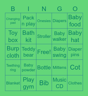 Alex's Baby Shower Bingo Card