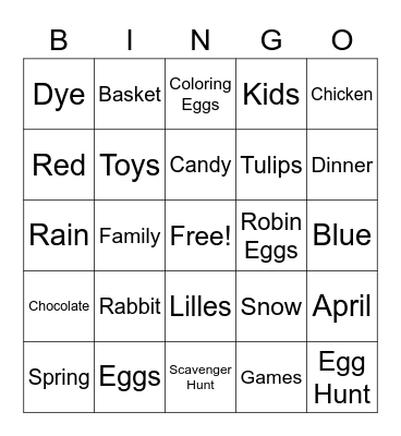 Easter Bingo Card