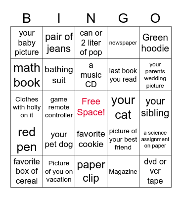 At home BINGO Card